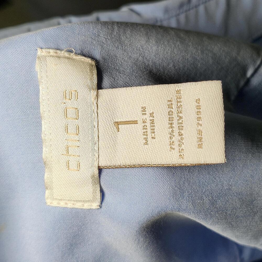 Chico's Women's Light Blue Long Sleeve Blouse Size 1 - Picture 8 of 8